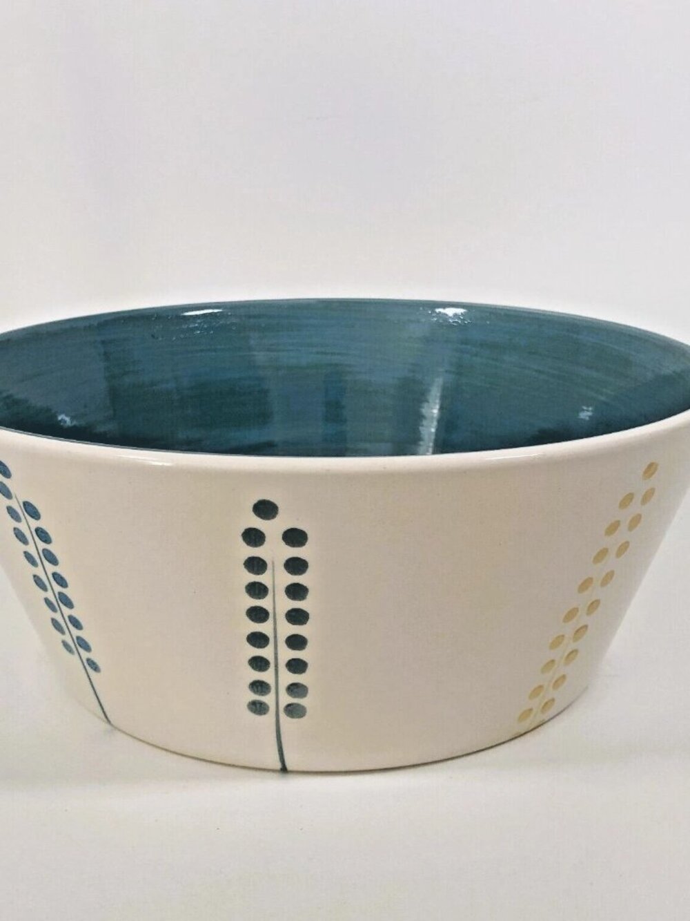 IKEA 18721 Stoneware 10.5” Salad or Pasta Serving Bowl Abstract Flowers